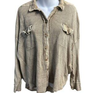Free People brown waffle knit